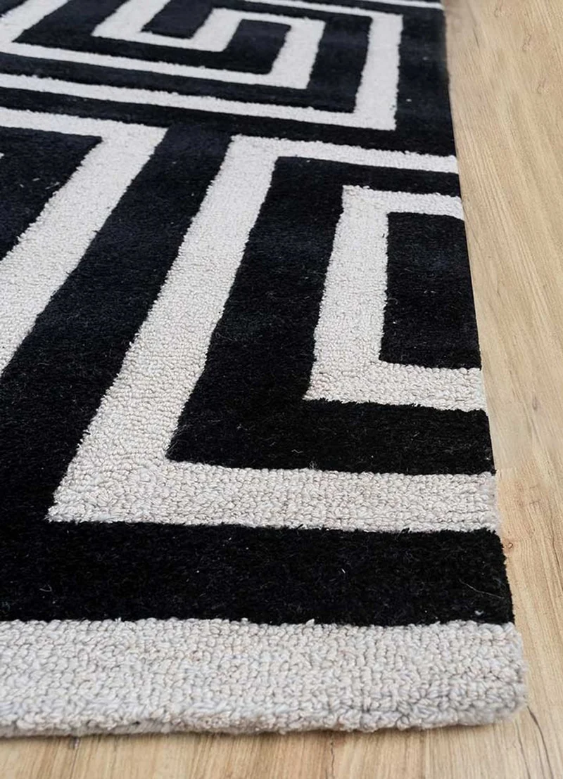 Wollteppich - 240 x 330 cm - schwarz-weiß