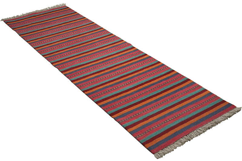 Kelim Gashgai · Handgewebt – Bunt, 202x64 cm