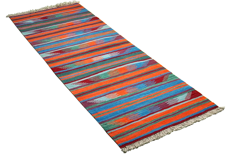 Kelim Gashgai · Handgewebt – Bunt, 190x64 cm