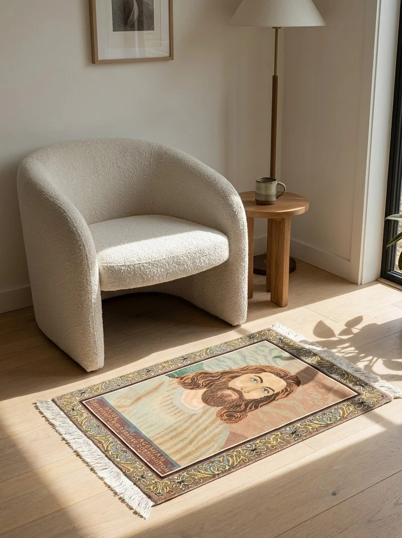 Tabriz Graphic · Handgeknüpft – Bunt, 76x55 cm