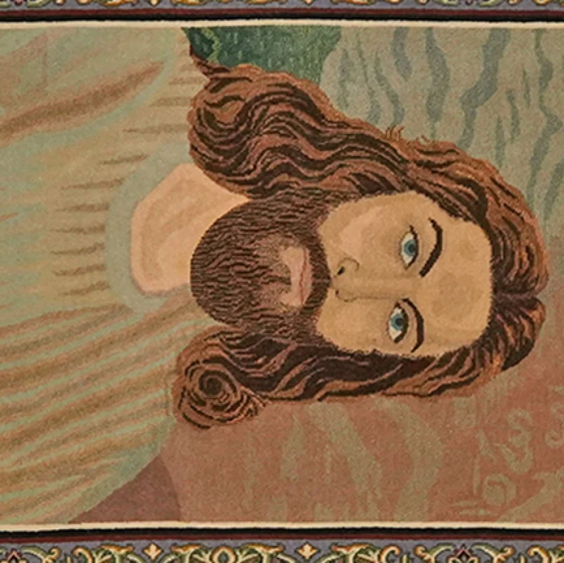 Tabriz Graphic · Handgeknüpft – Bunt, 76x55 cm