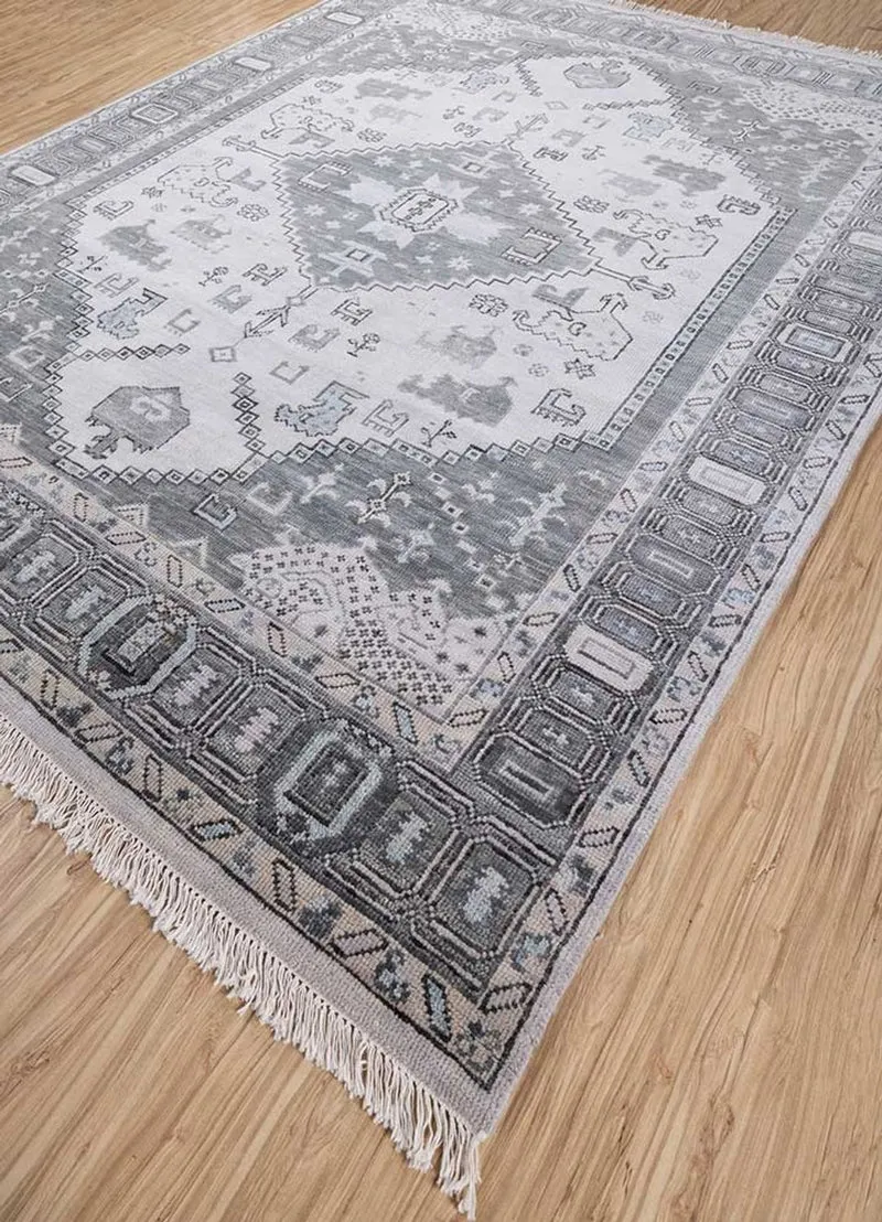 Wollteppich - 240 x 300 cm - silber