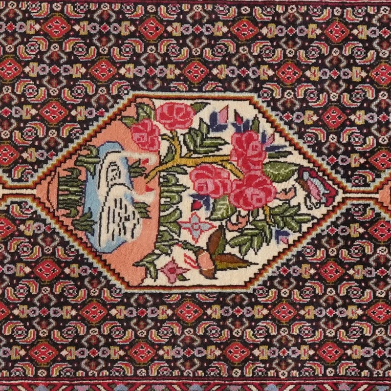 Senneh · Handgeknüpft – Blau, 330x72 cm