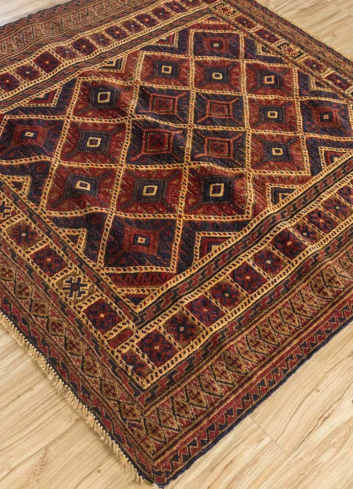 Wollteppich quadratisch - 120 x 120 cm - gold