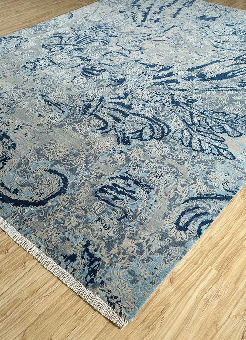 Wollteppich - 240 x 300 cm - blau