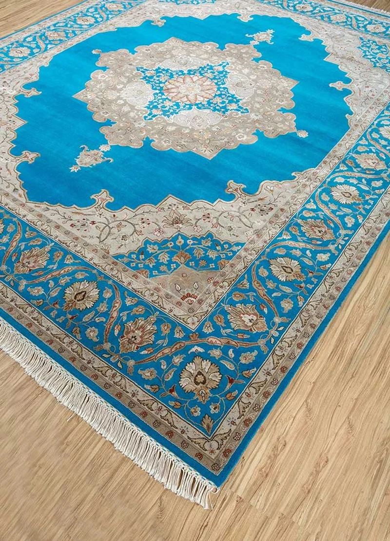 Wollteppich - 240 x 300 cm - blau