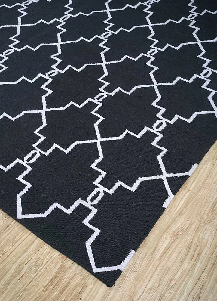 Wollteppich - 270 x 375 cm - schwarz-weiß