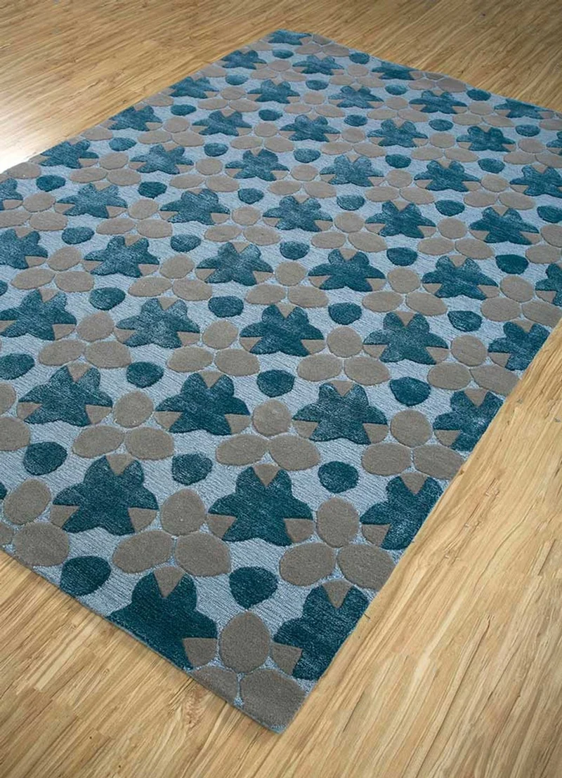 Wollteppich - 170 x 240 cm - blau