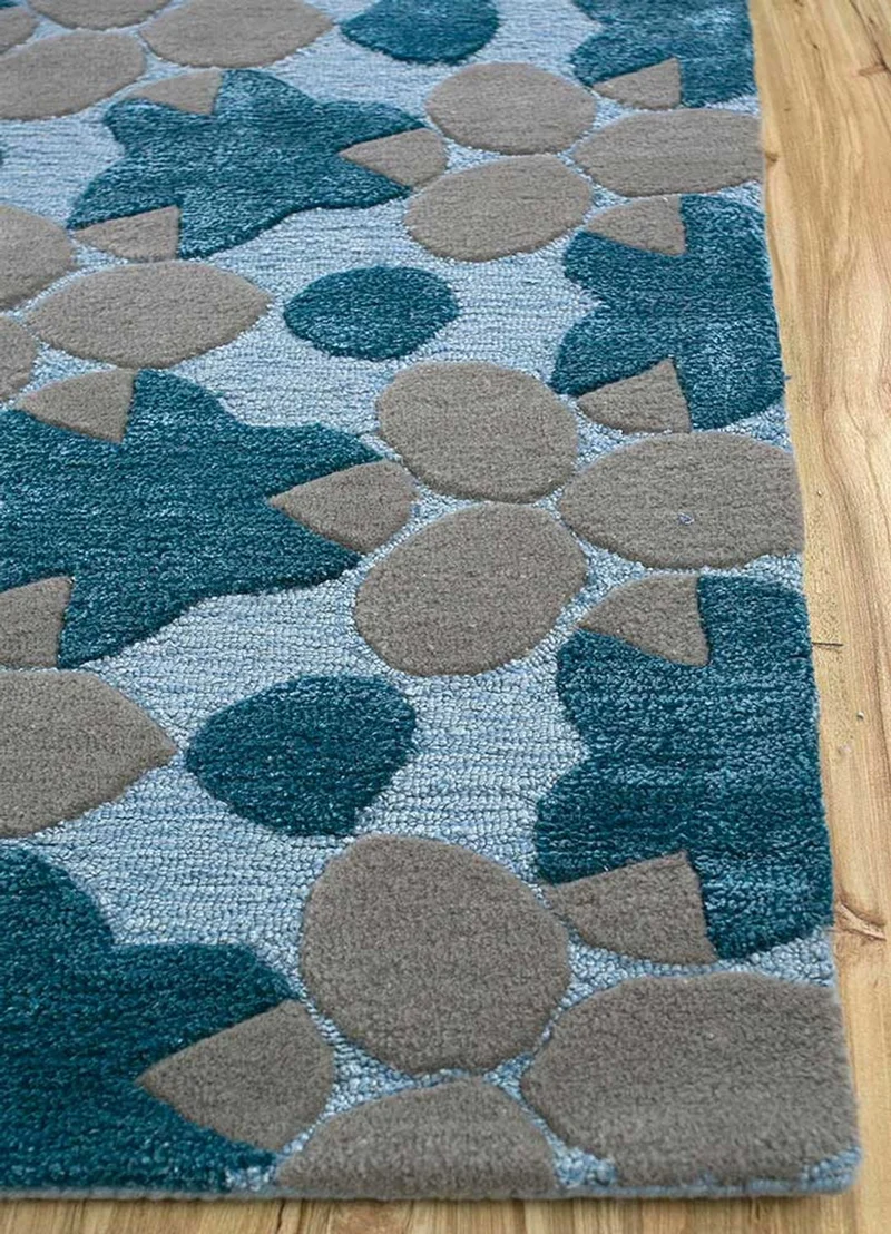 Wollteppich - 170 x 240 cm - blau