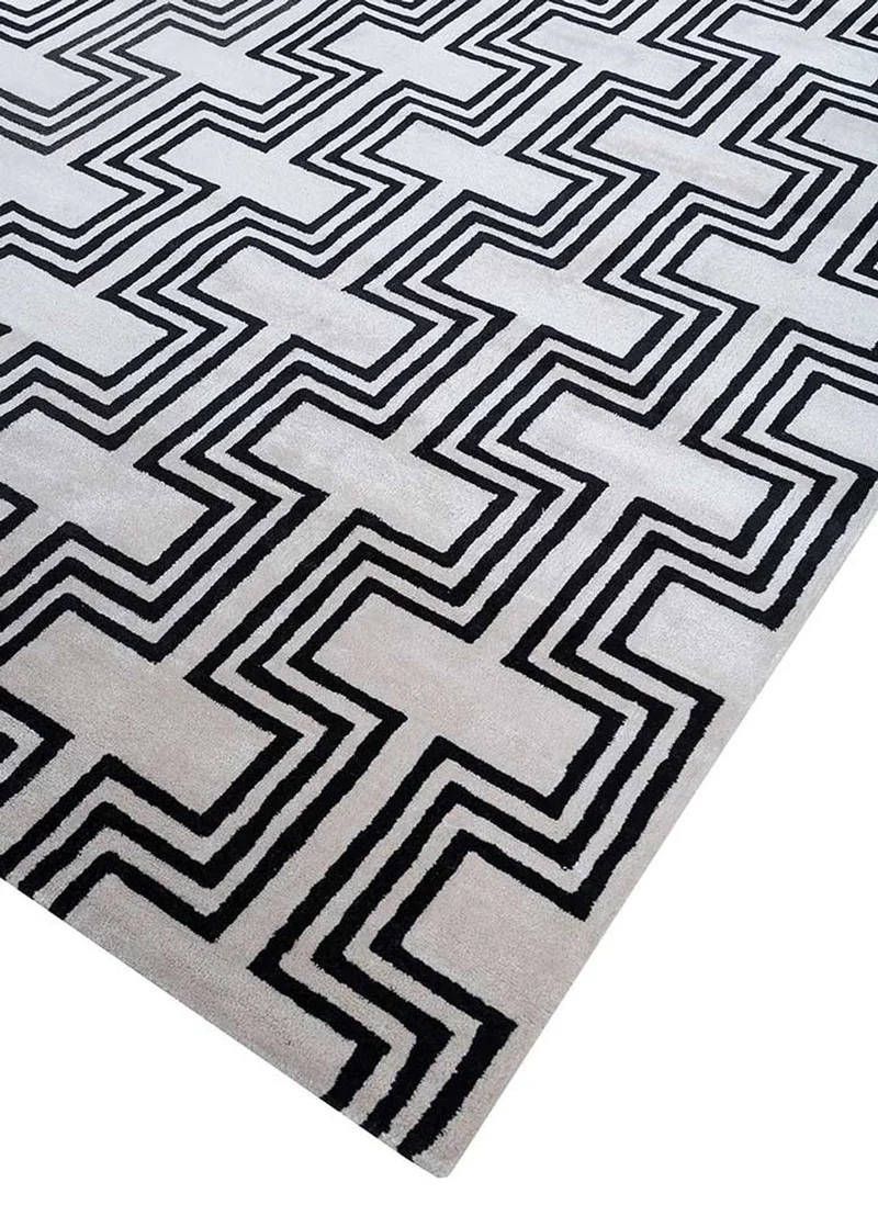 Wollteppich - 240 x 330 cm - schwarz-weiß