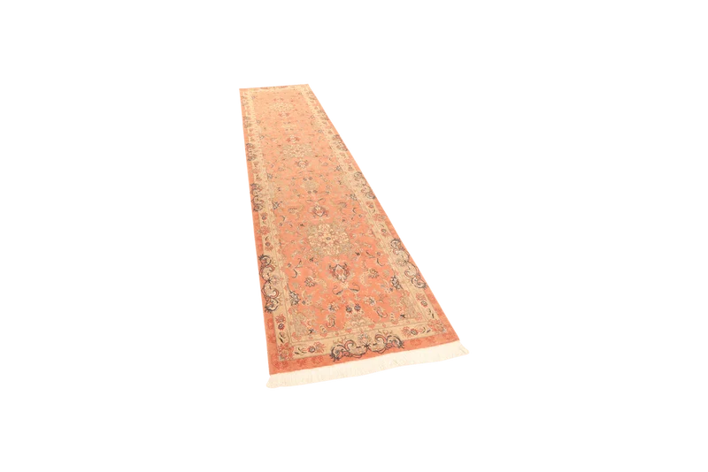 Tabriz 50 Raj · Handgeknüpft – Orange, 313x81 cm
