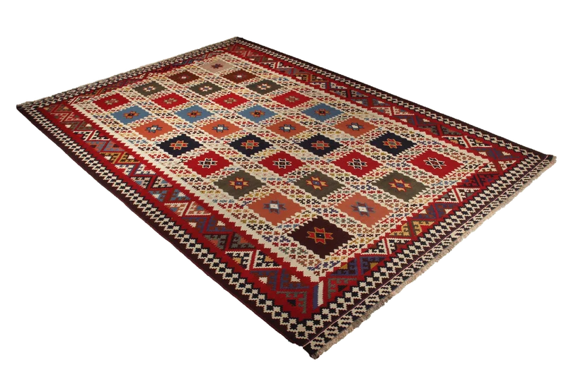 Kelim Gashgai Old · Handgewebt – Beige, 288x195 cm