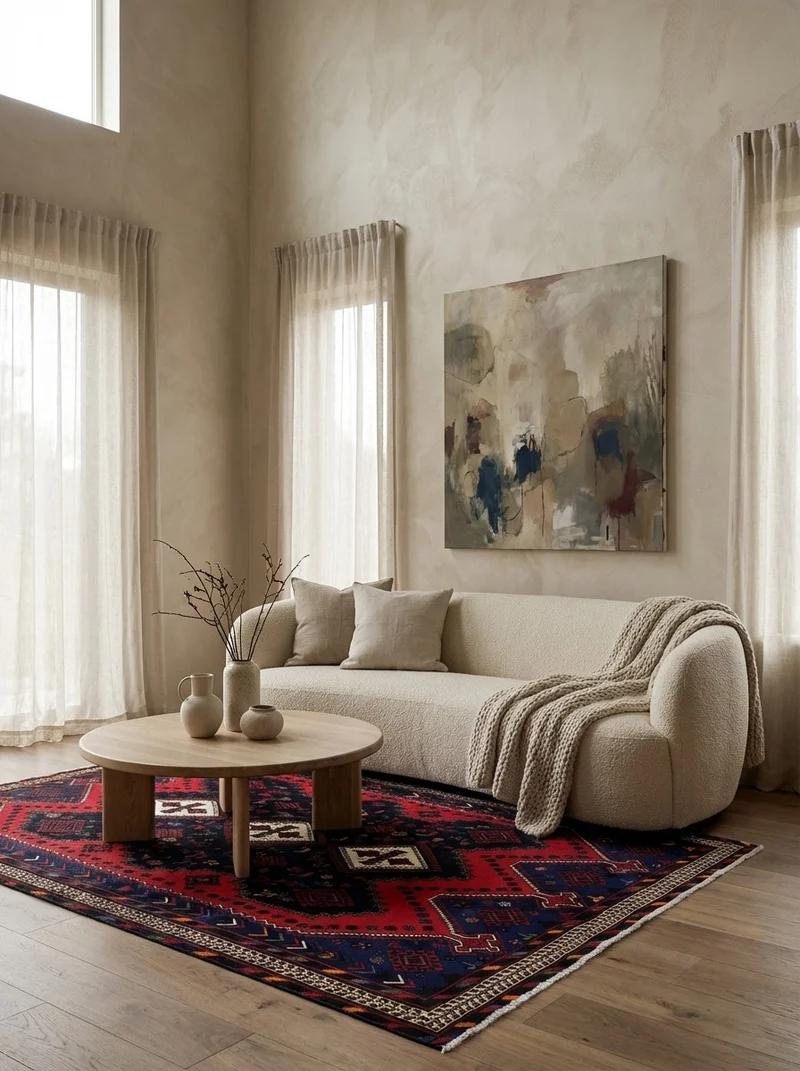 Afshar · Handgeknüpft – Blau, 233x162 cm