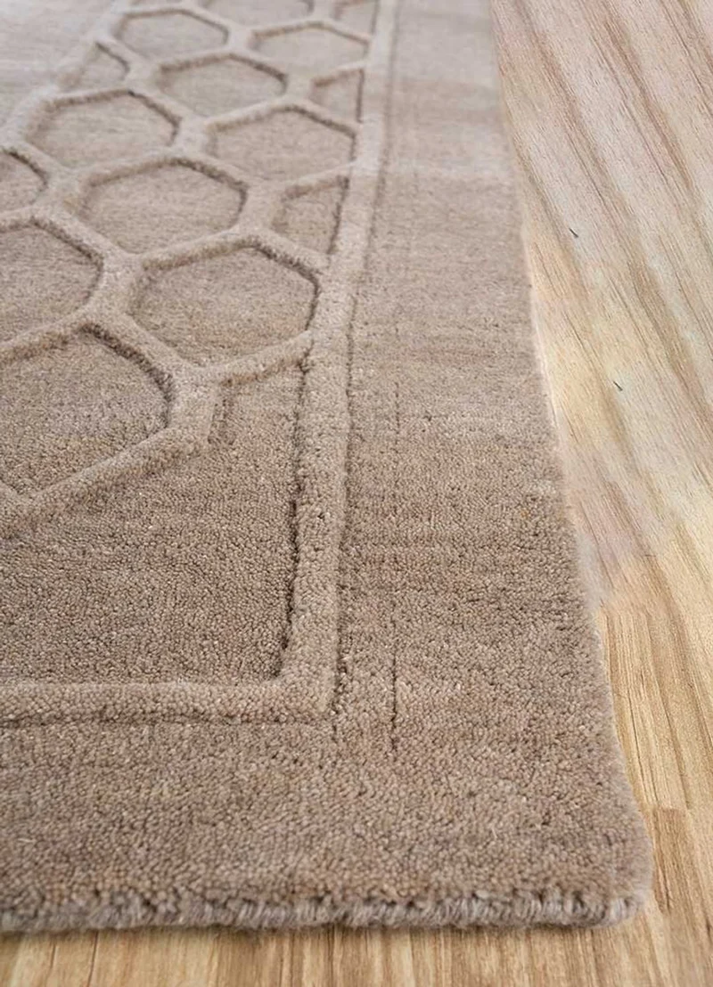 Wollteppich - 180 x 270 cm - dunkelbeige