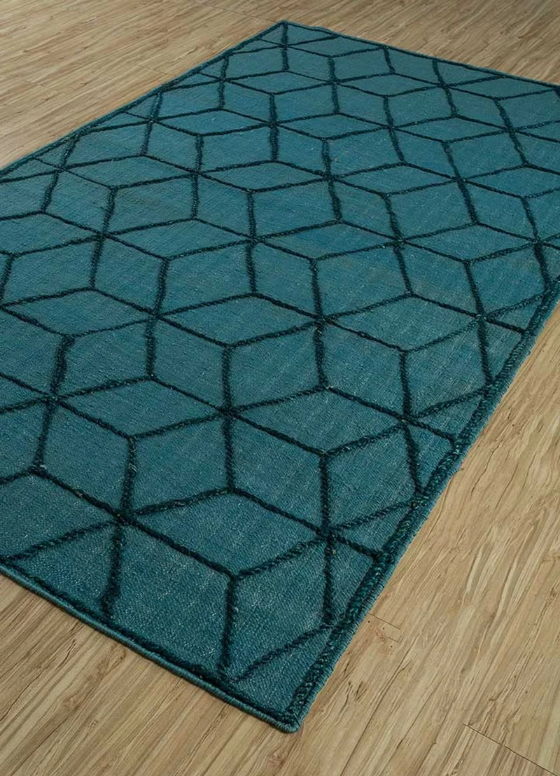 Wollteppich - 150 x 240 cm - seeblau