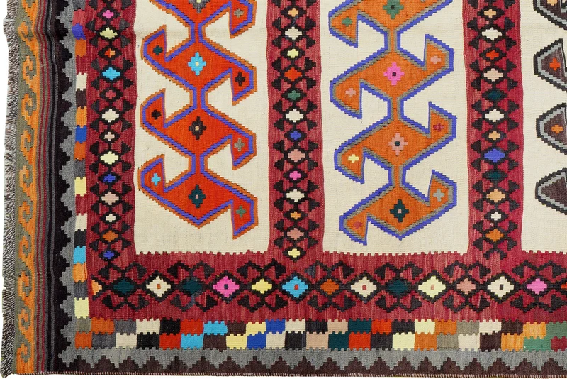 Kelim Gashgai Old · Handgewebt – Bunt, 259x149 cm