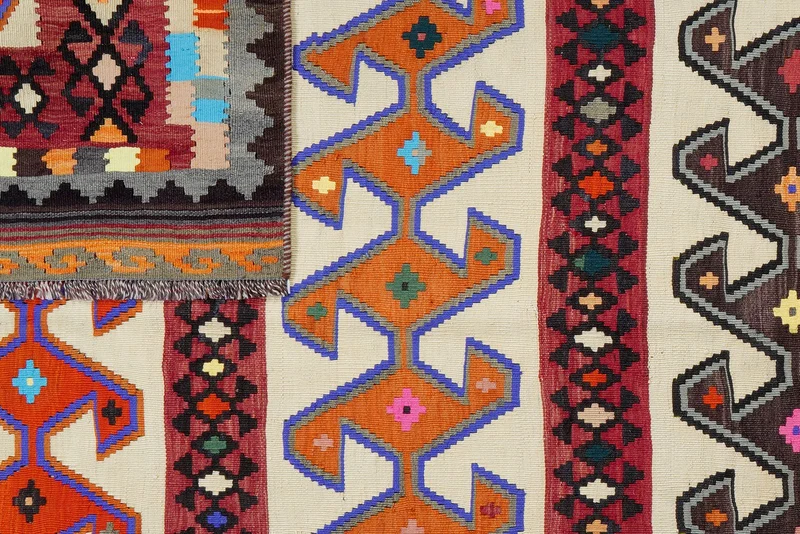 Kelim Gashgai Old · Handgewebt – Bunt, 259x149 cm