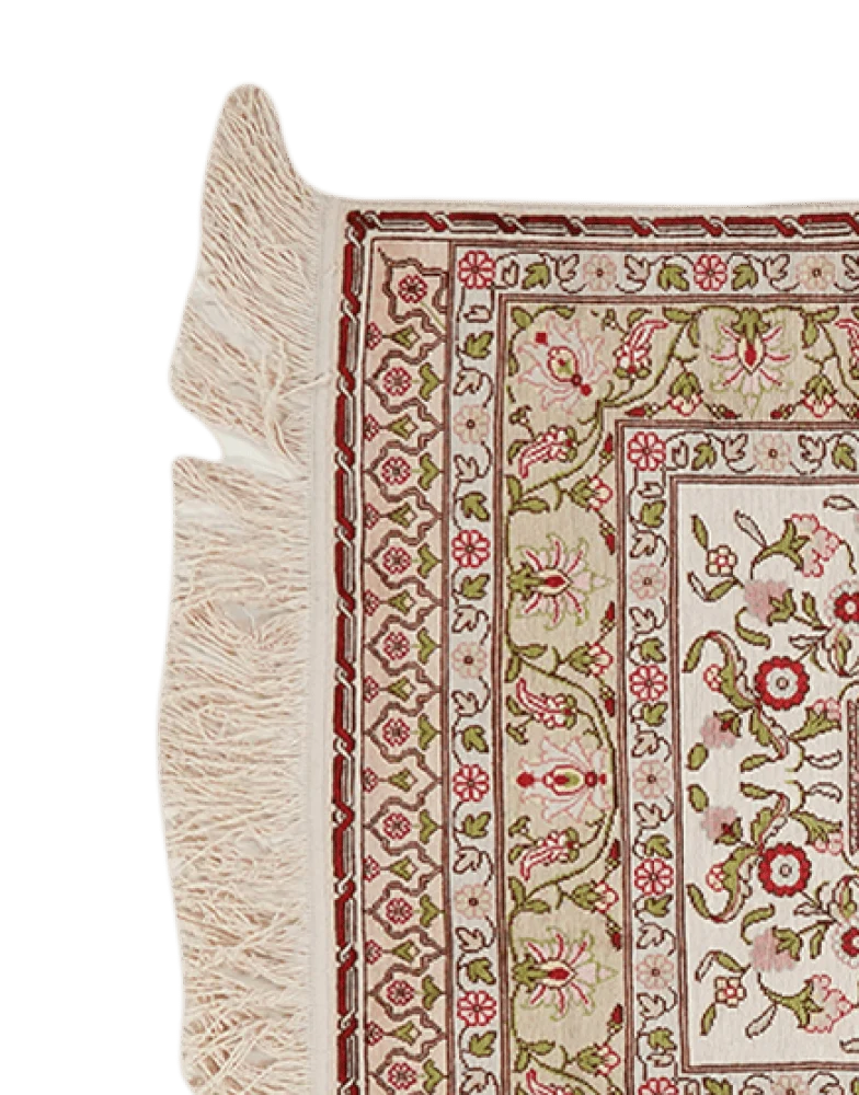 Hereke-Seide · Handgeknüpft – Beige, 91x60 cm