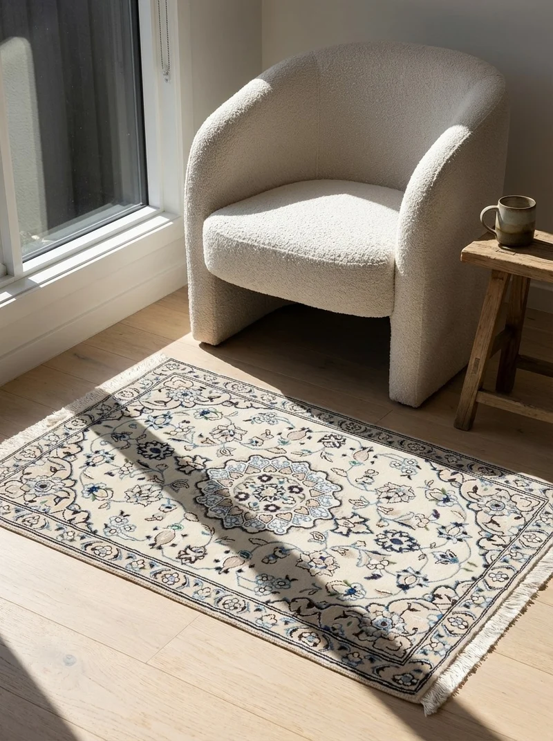 Nain 9La · Handgeknüpft – Beige, 91x67 cm