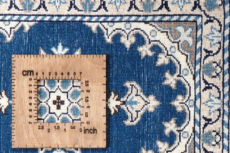 Nain 12La · Handgeknüpft – Blau, 57x41 cm