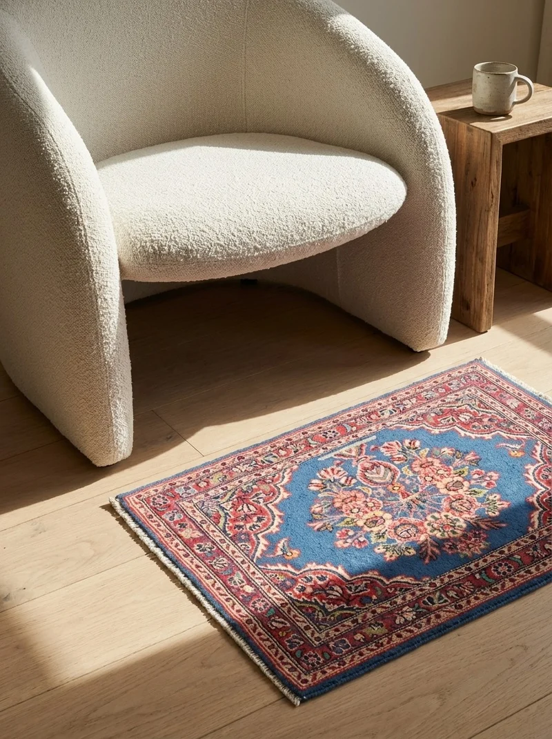 Kashan · Handgeknüpft – Blau, 54x77 cm