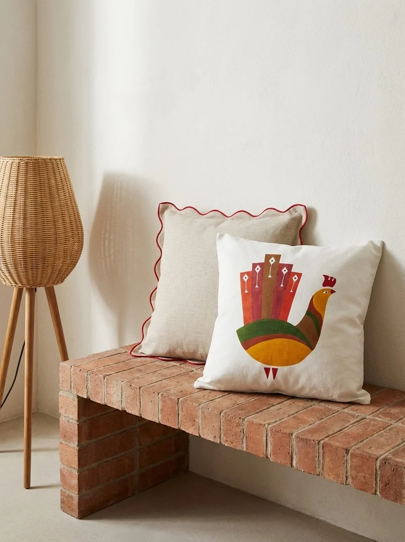 Kelim Kissen · Handgefertigt – Beige, 50x50 cm