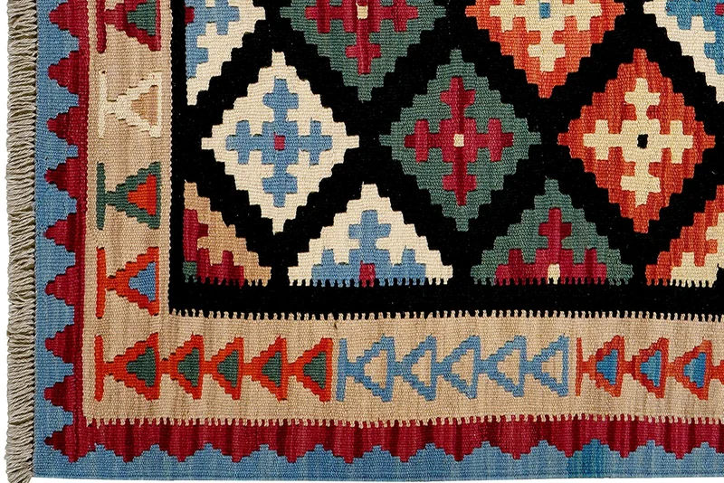 Kelim Gashgai · Handgewebt – Schwarz, 158x102 cm