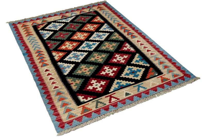 Kelim Gashgai · Handgewebt – Schwarz, 158x102 cm