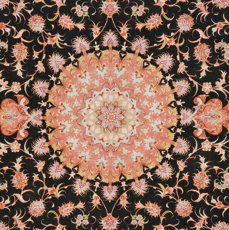 Tabriz 50 Raj · Handgeknüpft – Schwarz, 251x201 cm