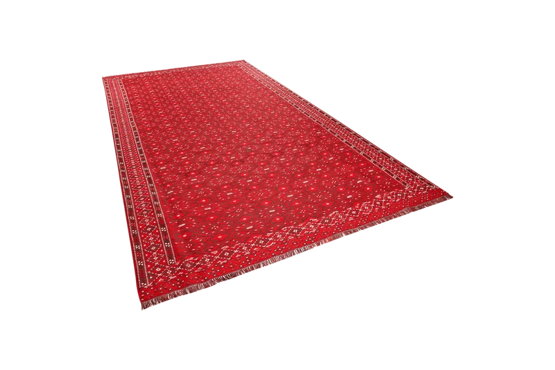 Kelim Turkman · Handgewebt – Rot, 355x225 cm