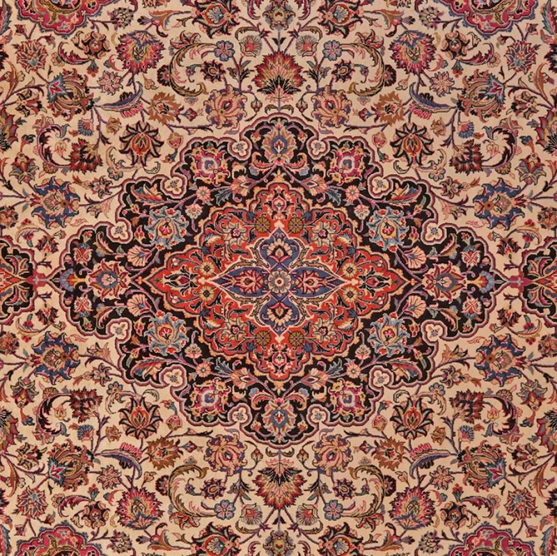 Mashad · Handgeknüpft – Beige, 395x248 cm