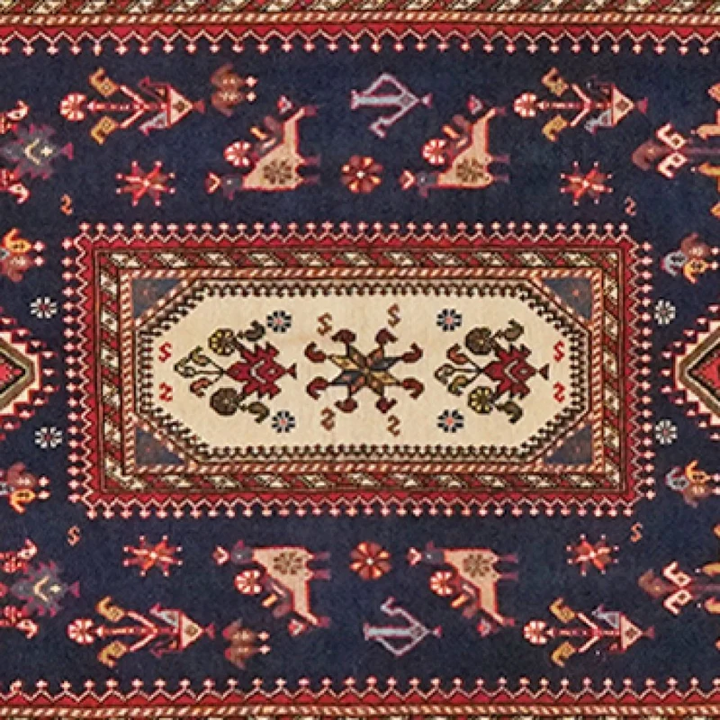 Nasrabad · Handgeknüpft – Blau, 402x84 cm