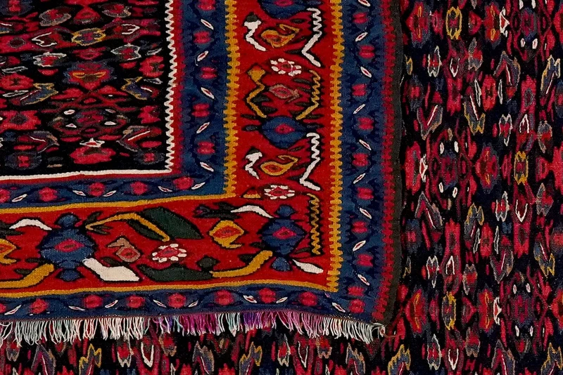 Kelim Senneh · Handgewebt – Blau, 200x135 cm