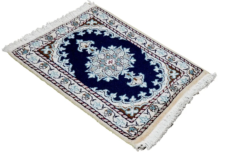 Nain 12La · Handgeknüpft – Blau, 61x40 cm