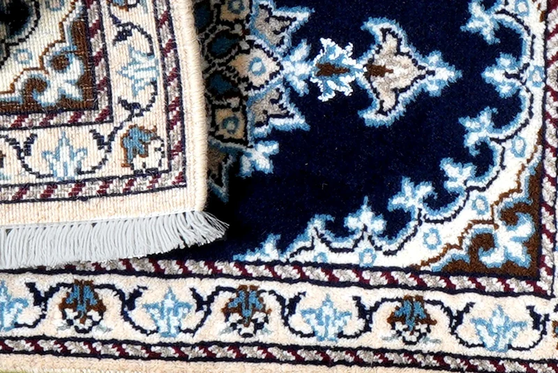 Nain 12La · Handgeknüpft – Blau, 61x40 cm