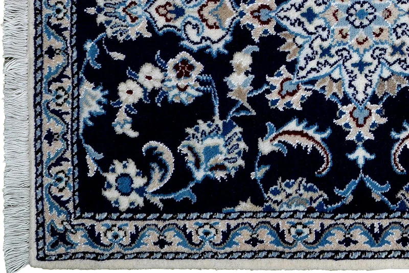 Nain 12La · Handgeknüpft – Blau, 189x75 cm
