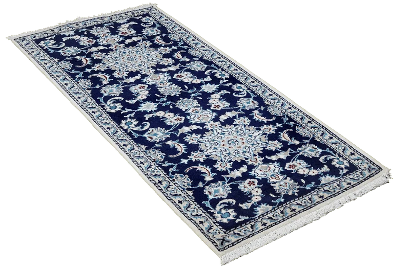 Nain 12La · Handgeknüpft – Blau, 189x75 cm