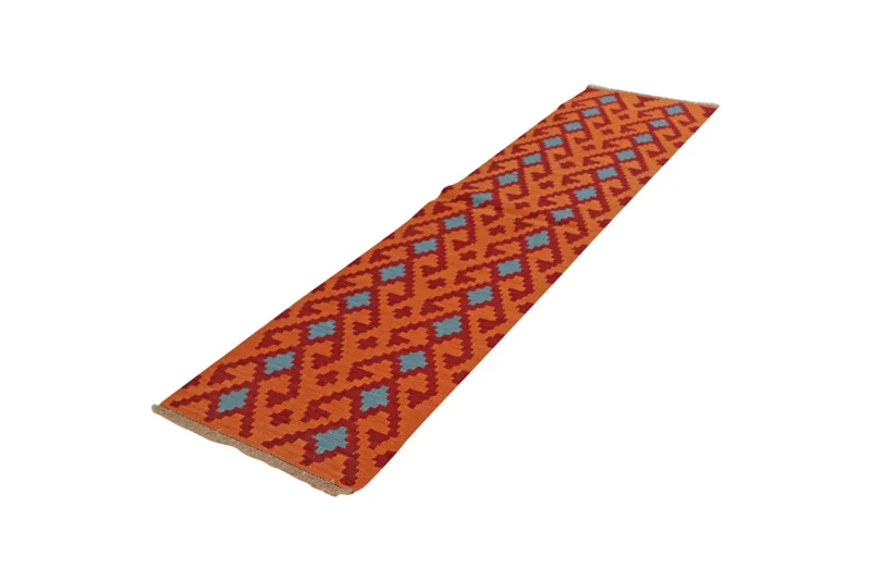 Kelim Gashgai · Handgewebt – Orange, 245x60 cm