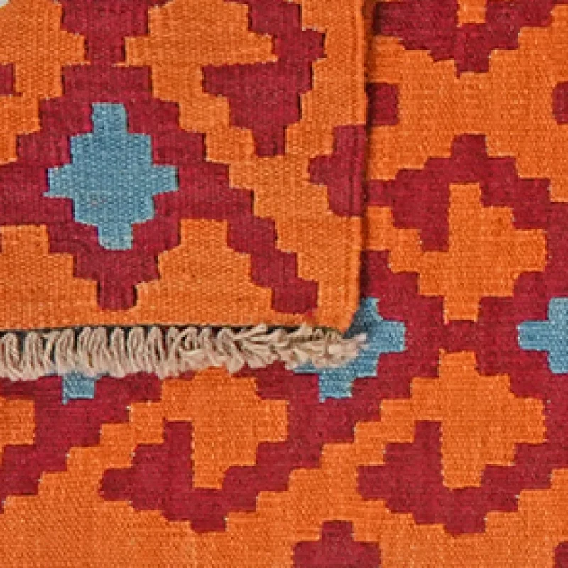 Kelim Gashgai · Handgewebt – Orange, 245x60 cm