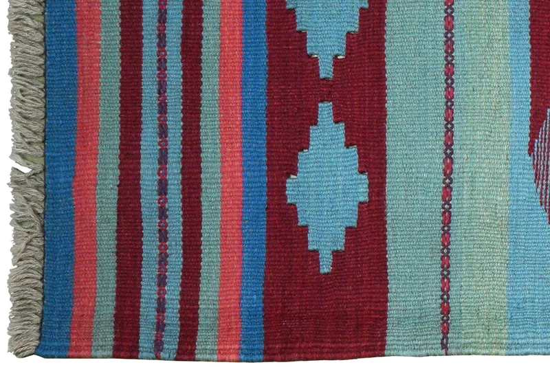 Kelim Gashgai · Handgewebt – Blau, 203x64 cm