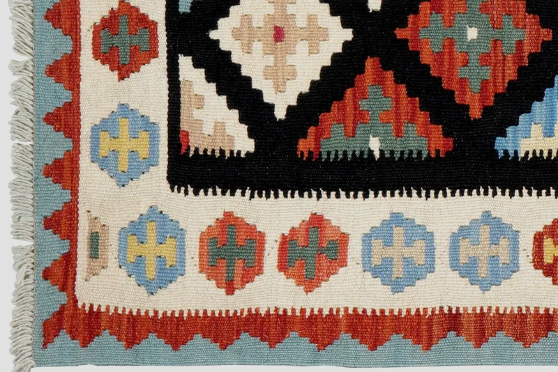 Kelim Gashgai · Handgewebt – Schwarz, 157x101 cm