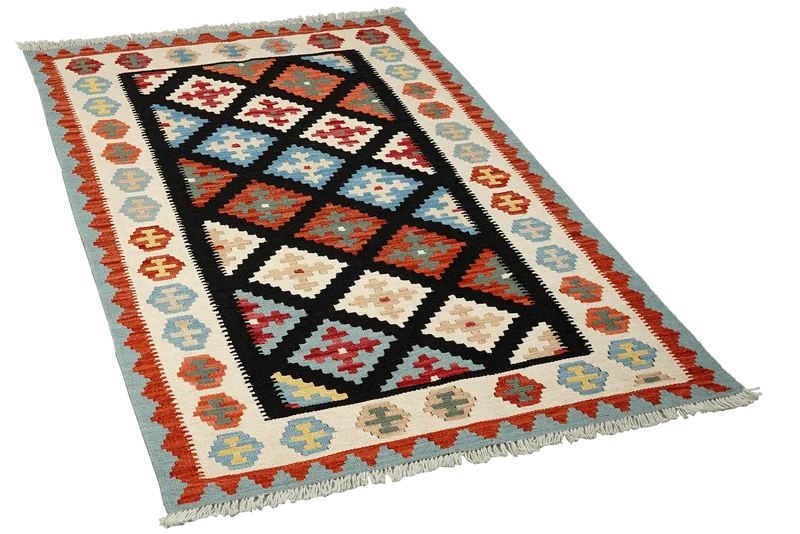 Kelim Gashgai · Handgewebt – Schwarz, 157x101 cm