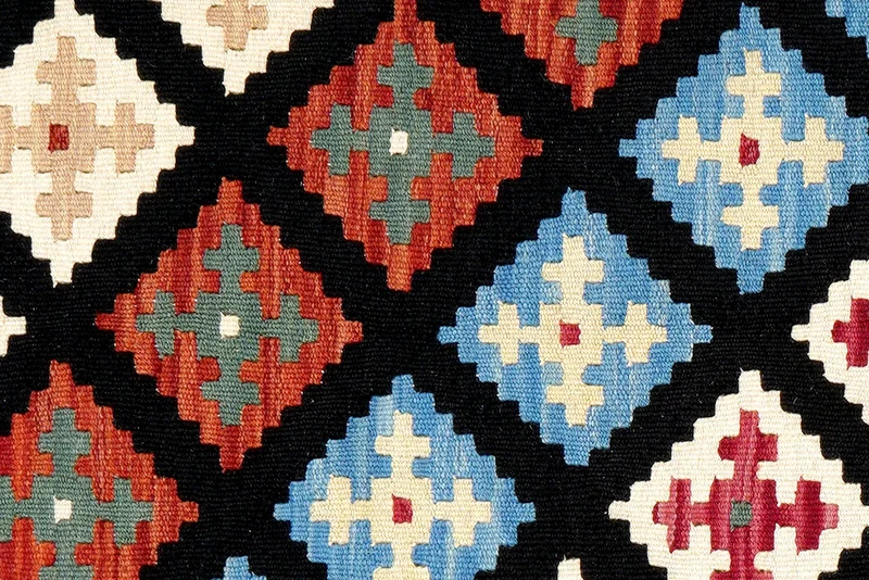 Kelim Gashgai · Handgewebt – Schwarz, 157x101 cm