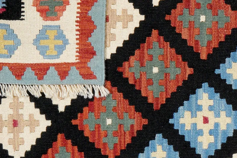 Kelim Gashgai · Handgewebt – Schwarz, 157x101 cm