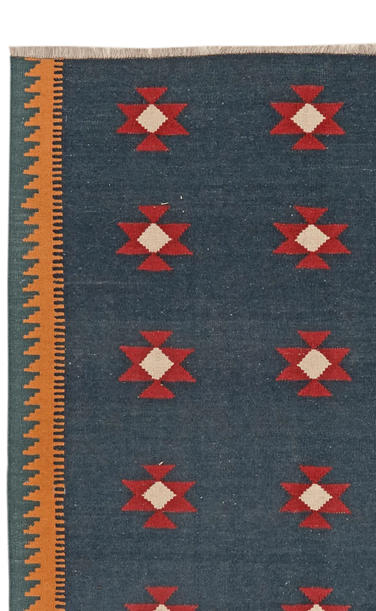 Kelim Gashgai · Handgewebt – Blau, 129x126 cm