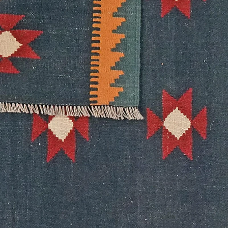 Kelim Gashgai · Handgewebt – Blau, 129x126 cm