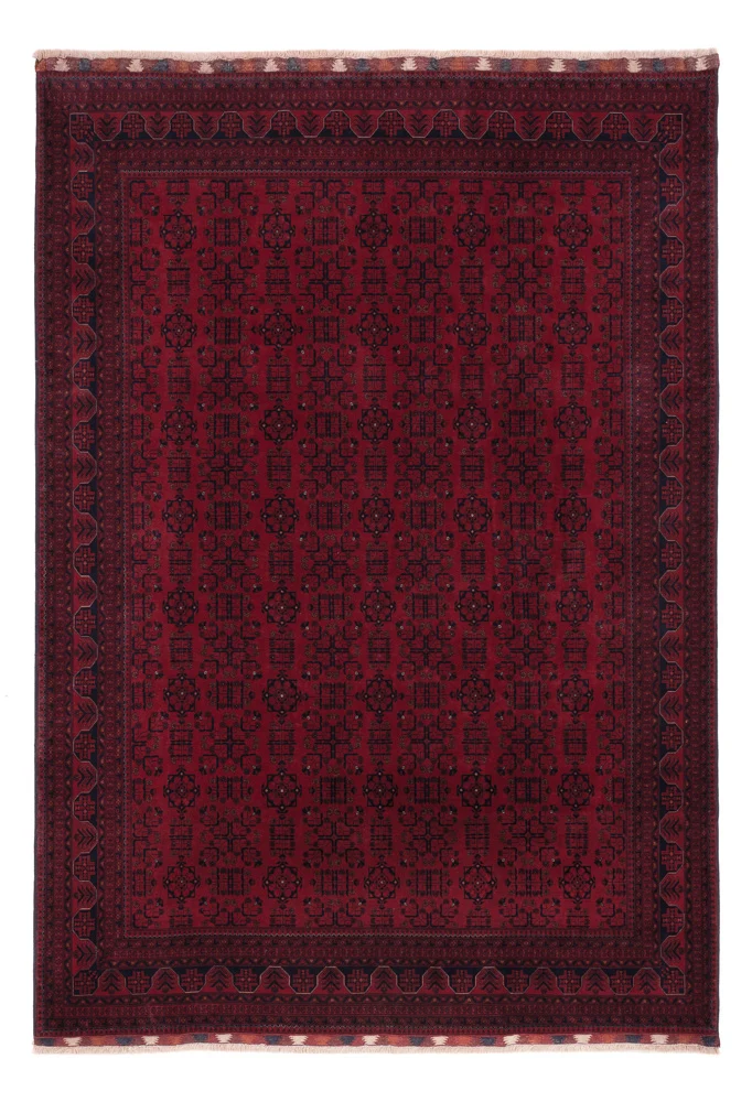 Afghan Teppich 206x298cm - Orientteppich - dunkelrot