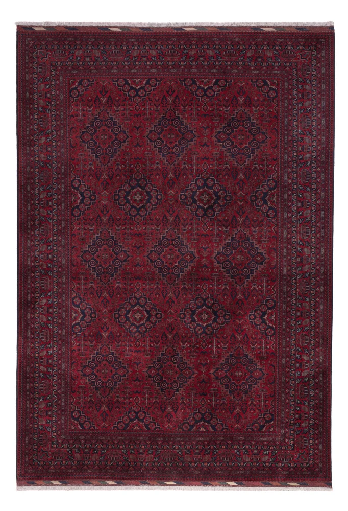 Afghan Teppich 206x297cm - Orientteppich - dunkelrot