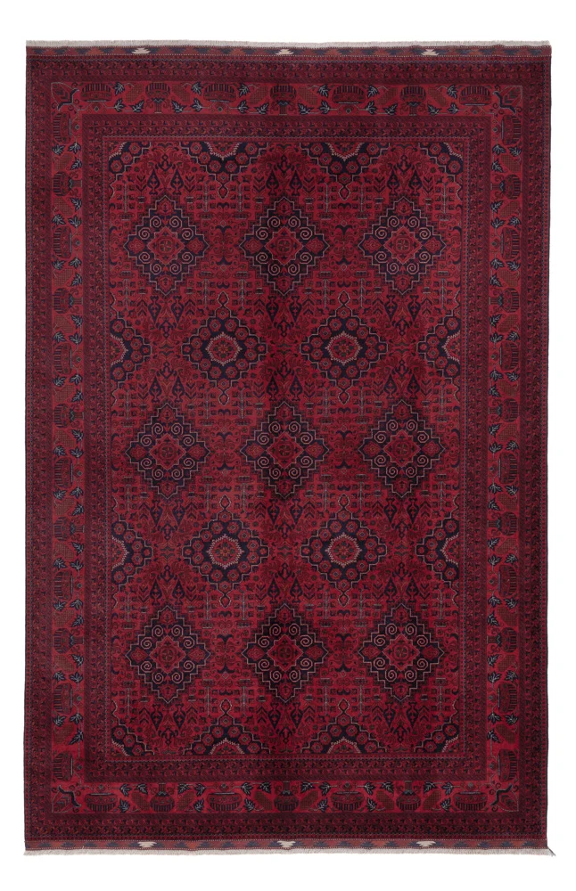 Afghan Teppich 204x301cm - Orientteppich - dunkelrot