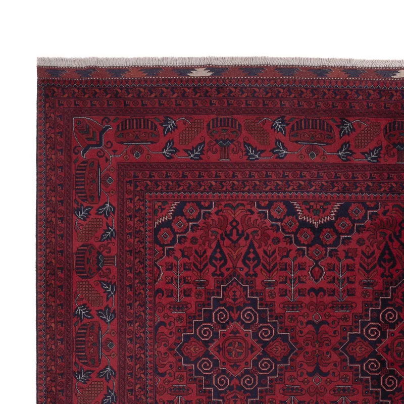 Afghan Teppich 204x301cm - Orientteppich - dunkelrot